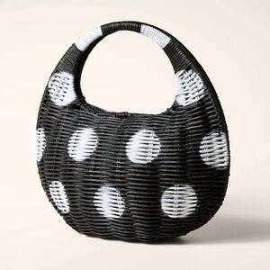 Kate Spade x Target NWT Black and White Polka Dot Wicker Crescent Bag